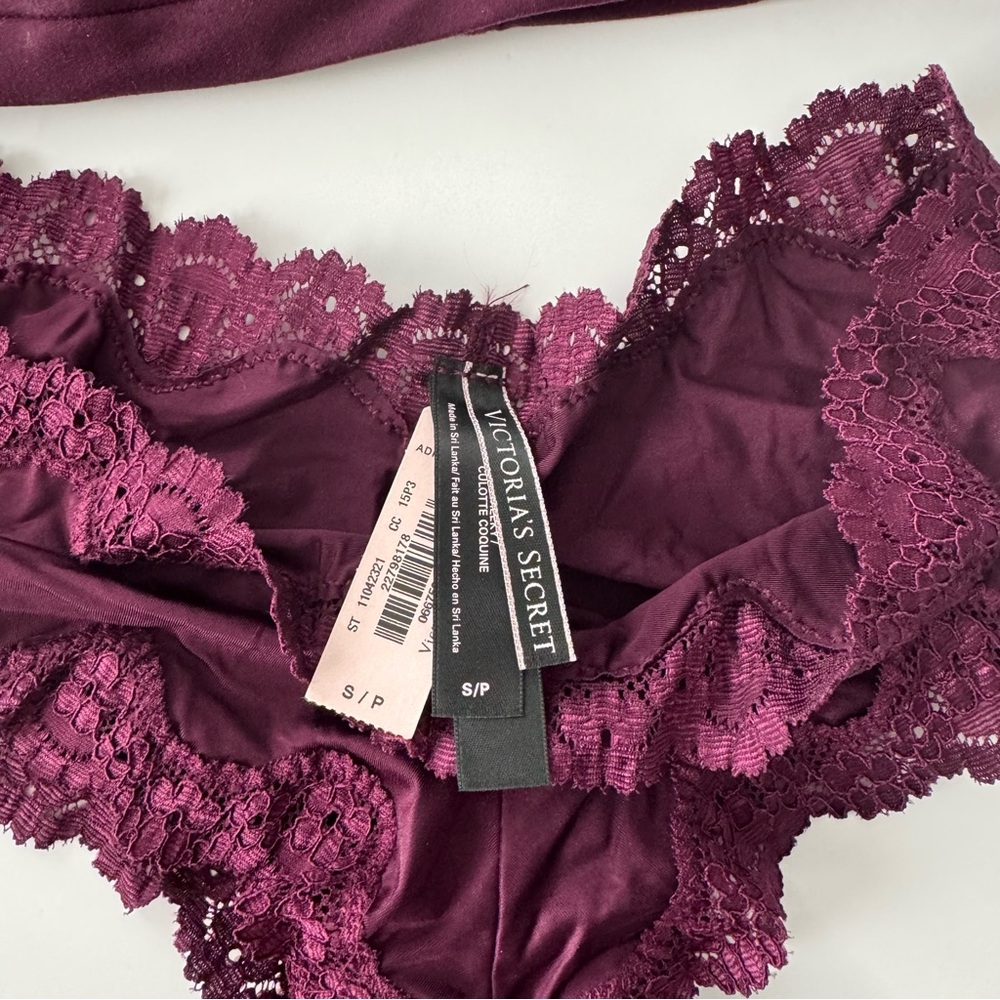 NWT Victoria's Secret Floral Lace Halter Bralette and Panty Set - Purple - Picture 4 of 4